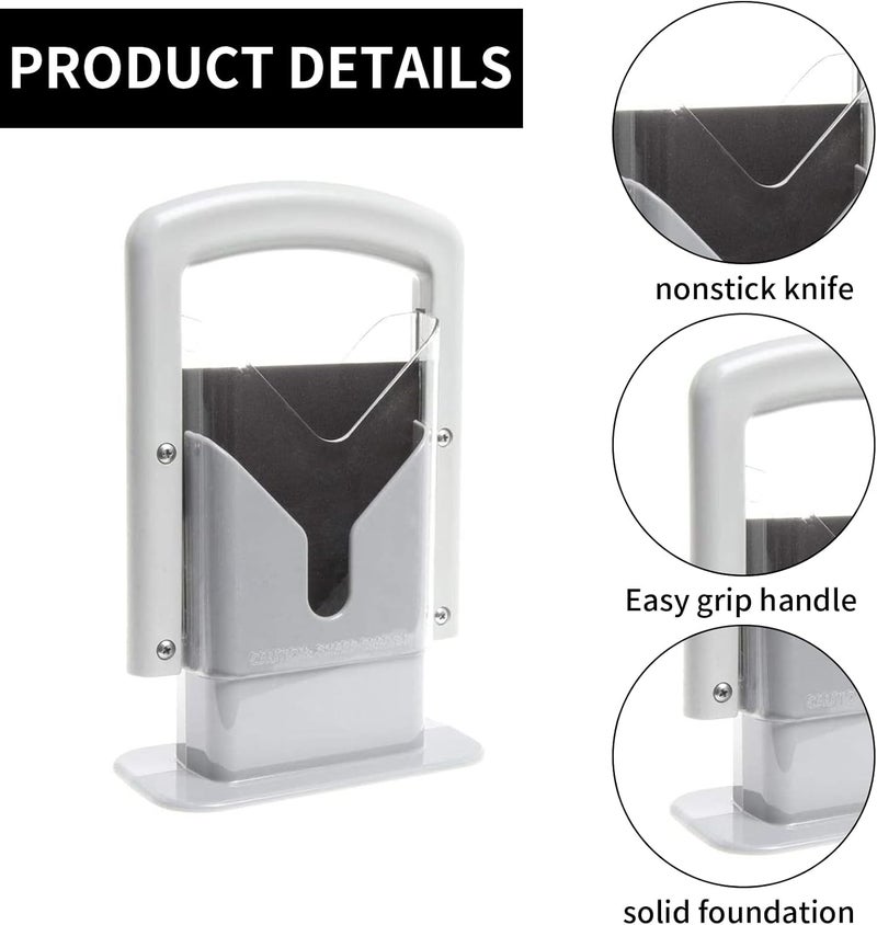 XPAPOV Bagel Slicer, Perfect for Bagels, Safe Grip, Safety Shield, Bagel Cutter Stainless Steel, Universal Slicer (White) - Image 2